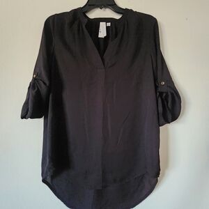 Retro Society Girl - Elegant Black Blouse - Size Large